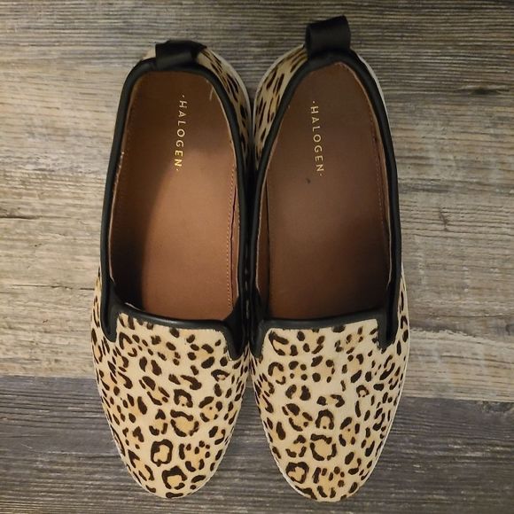 Halogen Leopard Print Calf Hair Platform Slip on Sneakers - Picture 3 of 14